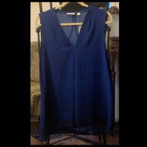 NY & Co  - Sleeveless V-Neck Blouse Royal w/Black Dots  XL   NWT